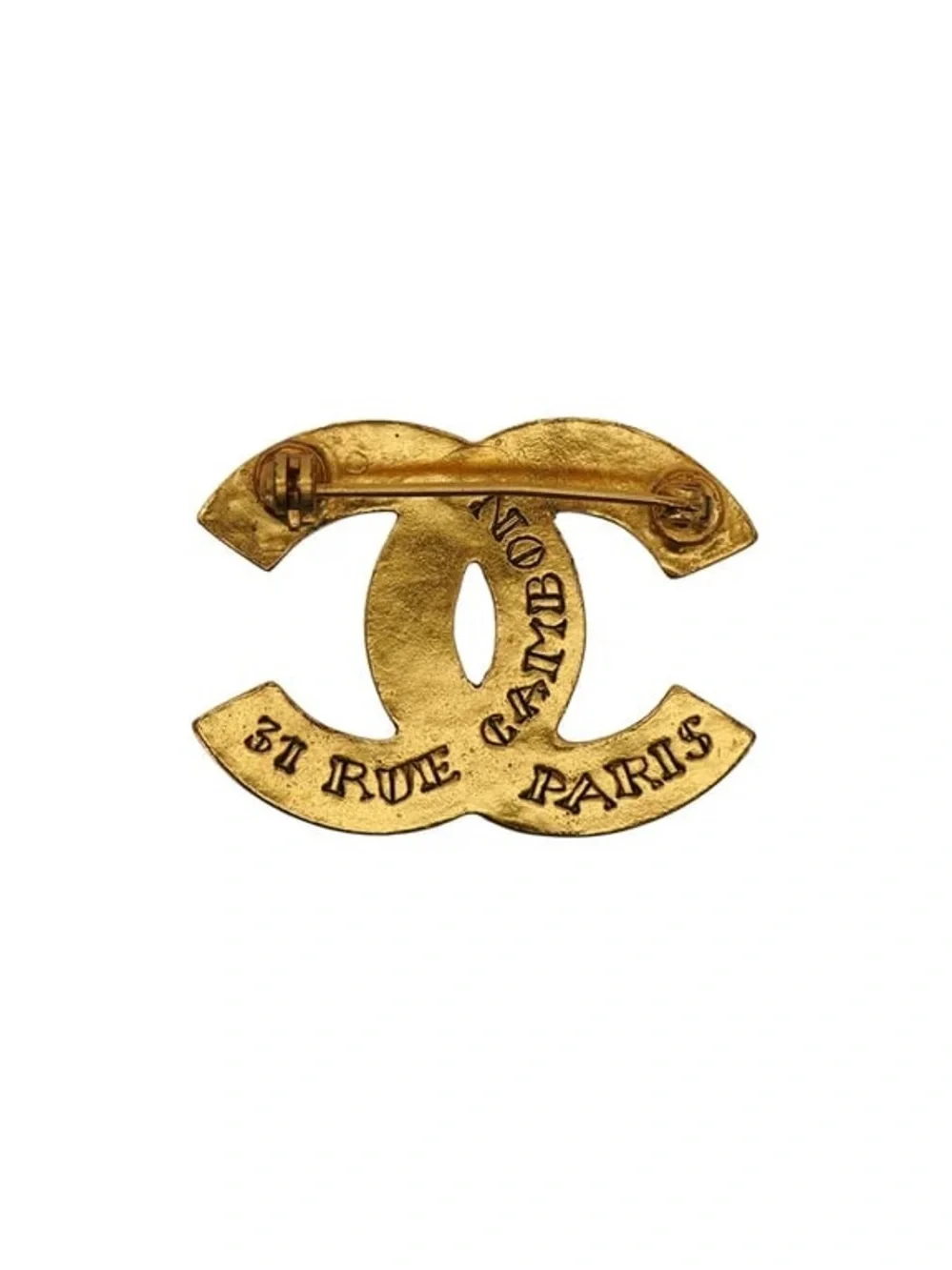 Authentic CHANEL RARE metal gold tone 1999 pin brooch